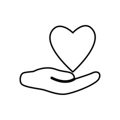 hand holding a heart, line style