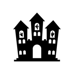 creepy castle icon, silhouette style