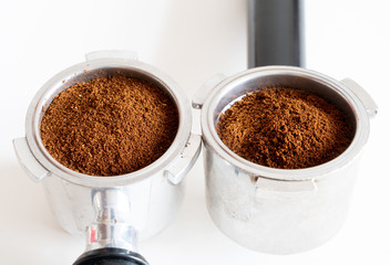 Cup of coffee with portafilers