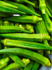 closeup of Okra or Ladyfingers as a background