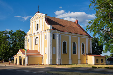 Fototapeta na wymiar Holy Cross Exaltation catholic church in Lida, Grodno region, Belarus.