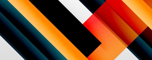 Geometric abstract backgrounds with shadow lines, modern forms, rectangles, squares and fluid gradients. Bright colorful stripes cool backdrops