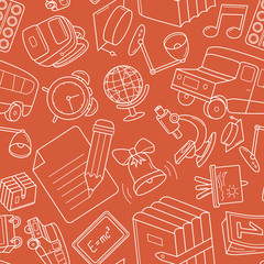 School - Vector background (seamless pattern) of education accessories for graphic design