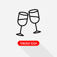 Clinking Glasses Icon, Wineglass Icon Vector Illustration Eps10