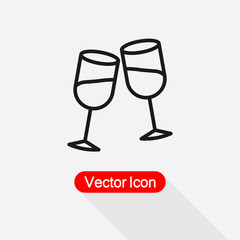 Clinking Glasses Icon, Wineglass Icon Vector Illustration Eps10