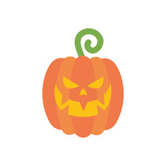 cartoon halloween pumpkin icon, flat style