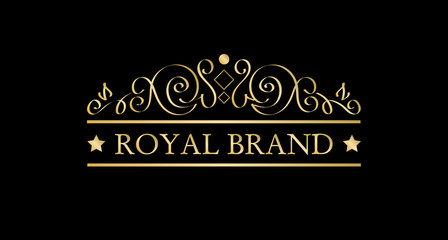 VINTAGE LOGO ROYAL BRAND. Logo template calligraphic elegant ornament lines. Sign for Restaurant, Royalty, Jewelry, Boutique, Cafe, Hotel, Heraldic.