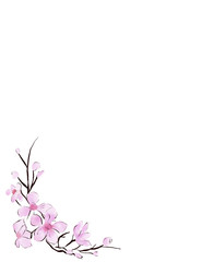 Hand painted cherry blossom border.  For greeting cards, posters, menus, stationary.