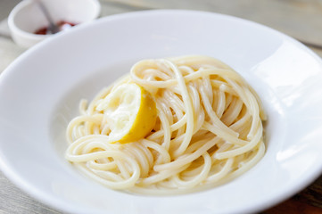 パスタ　スパゲッティ　レモン　レモンクリームスパゲティ