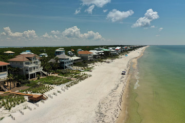 Fototapeta premium St. George Island, Franklin County, Florida - AERIAL VIEW - Beach and Island Views - May 2020