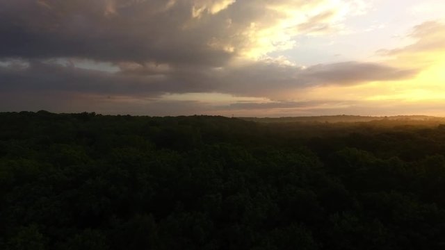 A sun set over a forest in Northern Michigan 