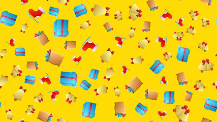 Abstract winter seamless background with holiday's items . Huge pattern