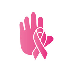 breast cancer ribbon and hand, gradient style