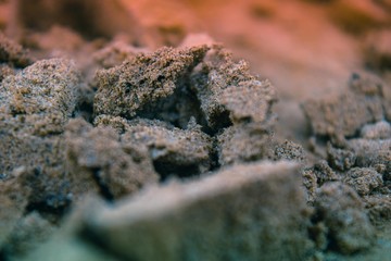 Fototapeta na wymiar Close up shot of brown soil 