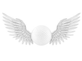 Golf ball with angel wings