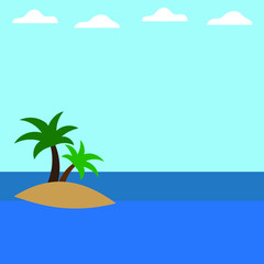 Island with palm trees in the ocean