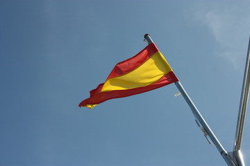 typical Spanish national flag in red and yellow horizontal bands