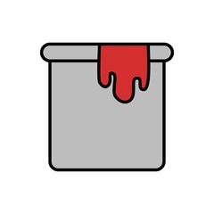 Paint bucket with red paint cartoon vector illustration