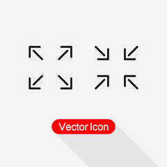 Exit Full Screen Icon, Full Screen Icon, Wide Icon Vector Illustration Eps10