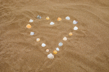Fototapeta na wymiar heart on sand
