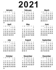 Calendar of the New Year 2021. Vector illustration for design.
