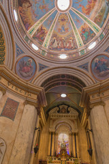 Fototapeta premium Haifa, Israel, January 26, 2020: Interior and altar at the famous Stella Maris church in Haifa