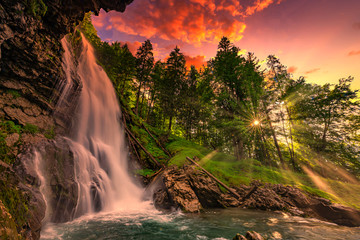 A long exposure photo of switzerland waterfall called giessbachfälle during the COVID outbreak...