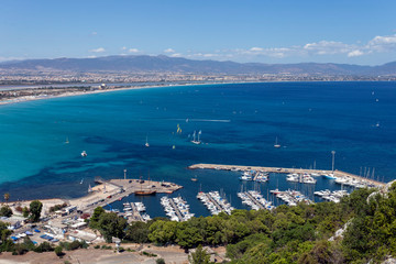 Fototapeta premium View of the beach Poetto in Cagliari, Sardinia