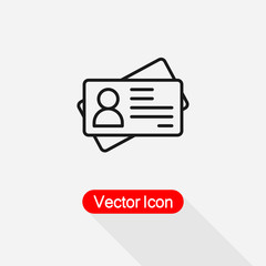 ID Card Icon, Indentification Card Icon Vector Illustration Eps10