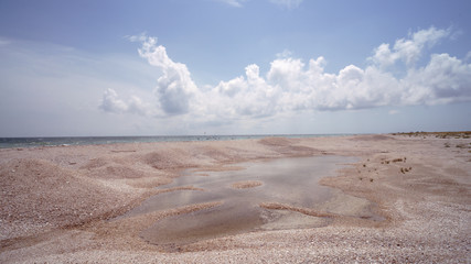 Fototapeta na wymiar sand dunes and sky. Sea and sand landscape
