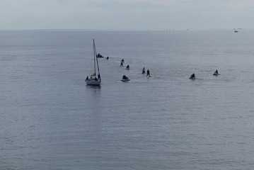 Naklejka premium Jet skiing on the ocean 