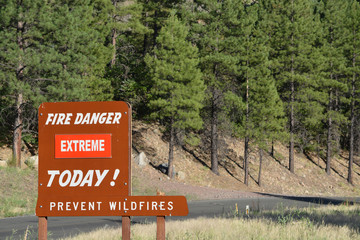 Prevent wildfires, fire danger sign in Kaibab National Forest, Arizona