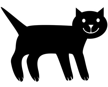 Simplified image of the cat. Vector monochrome isolated image.