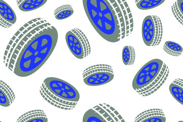 Tire seamless vector pattern blue-gray