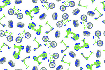 Scooter bike tire seamless vector pattern