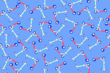 Scooter seamless vector pattern blue-red