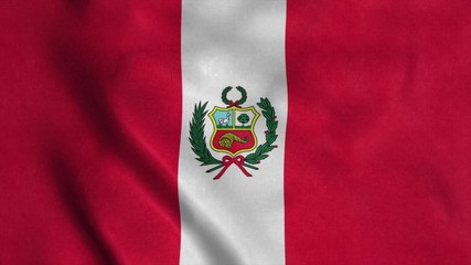 The national flag of Peru flutters in the wind. 3d rendering