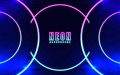 Abstract luminous colorful neon frame background  with color light effect. Vector light illustration on dark concept can use for music cover poster, flyer, frame banner promotion,