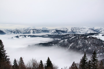 A view of the Snow Capped Austrian Mountains
