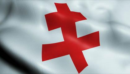 Obraz premium 3D Waving Belgium City Flag of Ypres Closeup View