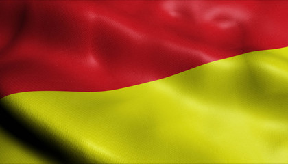 3D Waving Belgium City Flag of Ostend Closeup View