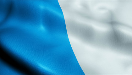 3D Waving Belgium City Flag of Dinant Closeup View