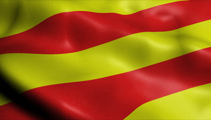 3D Waving Belgium City Flag of Dilsen Stokkem Closeup View