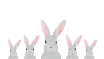 Big happy family of rabbits 