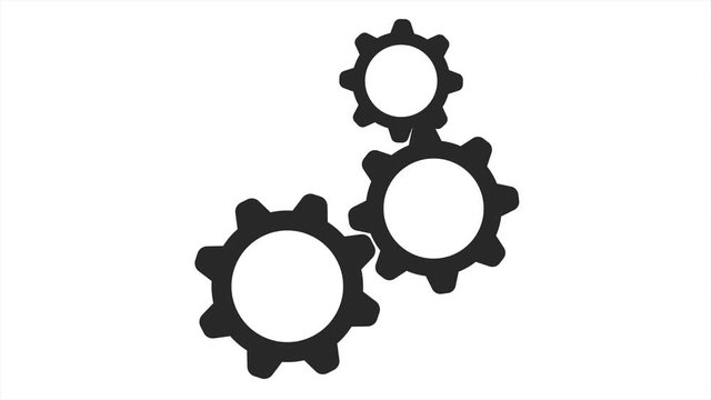 3 different gears cogs spinning around animation