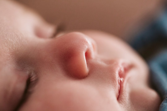 Extreme close-up of baby girl sleeping