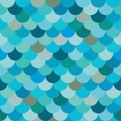 Moroccan style tiles seamless vector pattern in shades of teal, blue and turquoise. © Griffonne