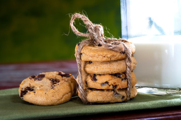 cookies with milk close-up