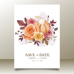 Beautiful hand drawn wedding invitation card template