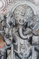 Grey Shade Black And White Handcrafted Statue Of Indian Hindu Lord God Idol Ganesha Ganpati Made Of Earthenware Mud Clay Stone Or Rock For Worship Pooja Puja In Deepawali Diwali And Chaturthi